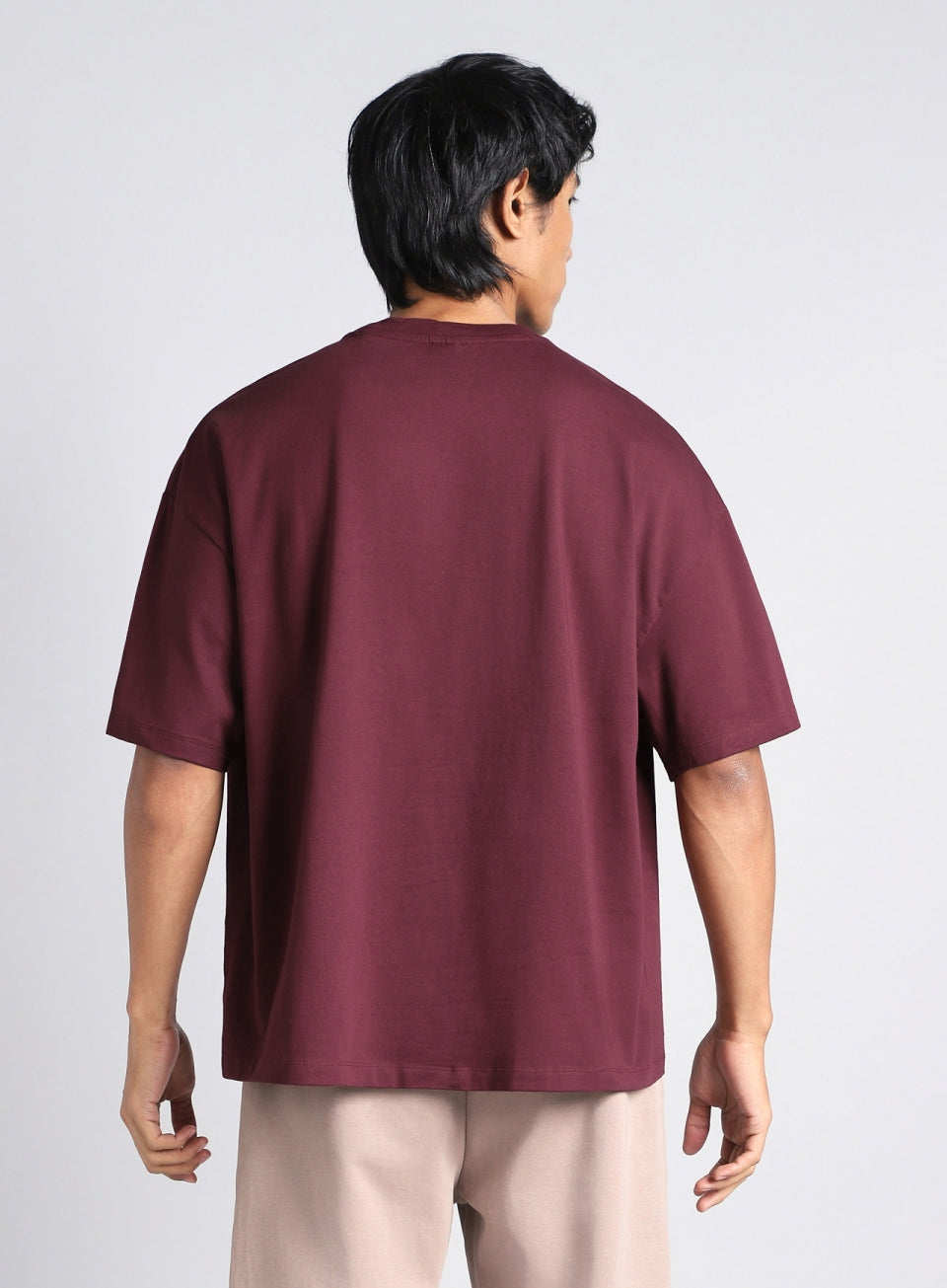 Men's Maroon Soft Form Oversized T-shirt