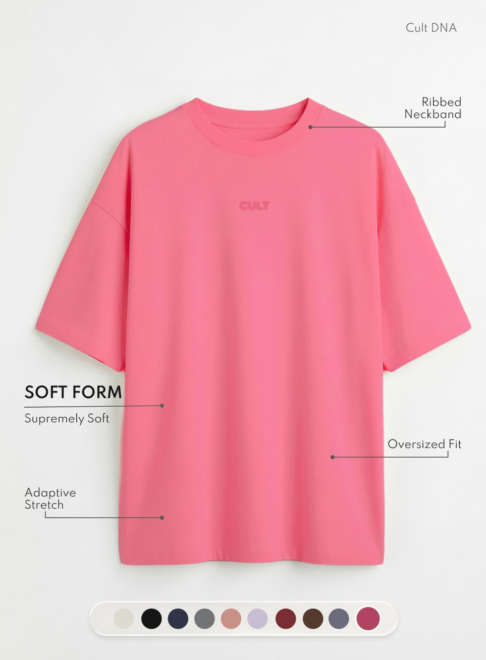 Women's Pink Soft Form Oversized Comfort T-shirt