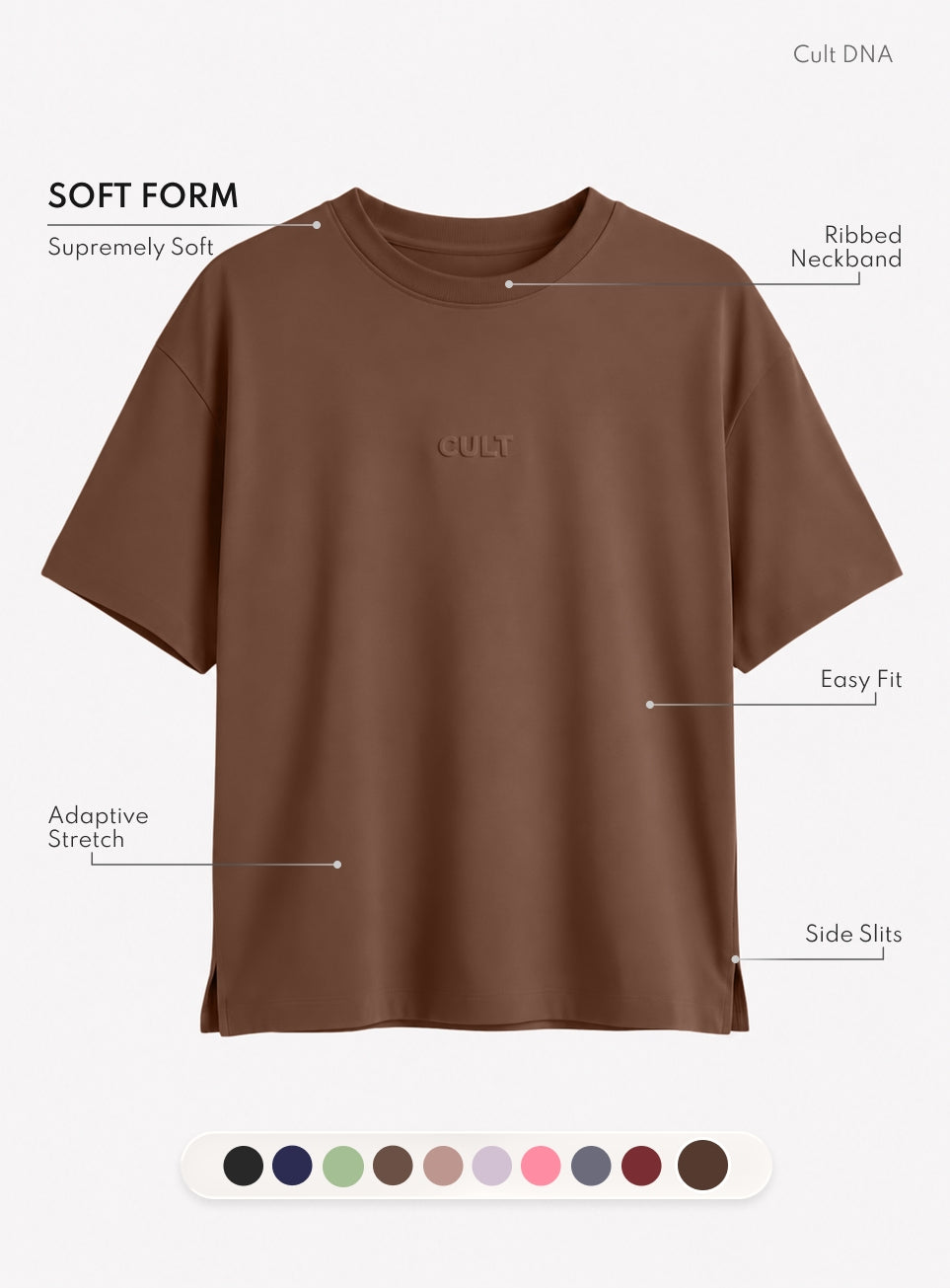 Women's Brown Soft Form Easy Fit Everyday T-shirt