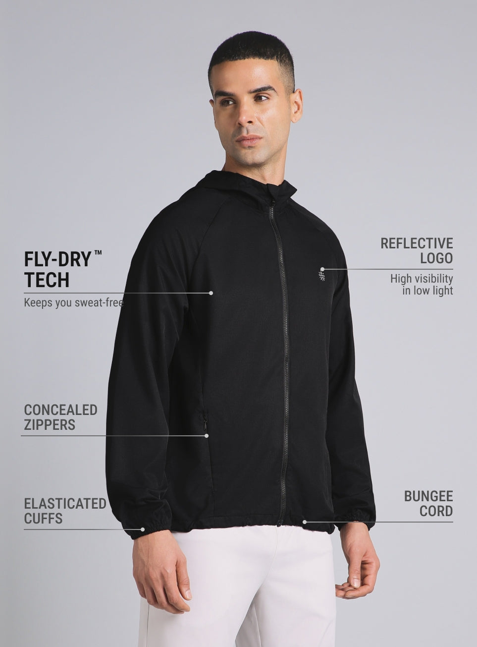 Men's Black Daily Pace Packable Windbreaker Jacket