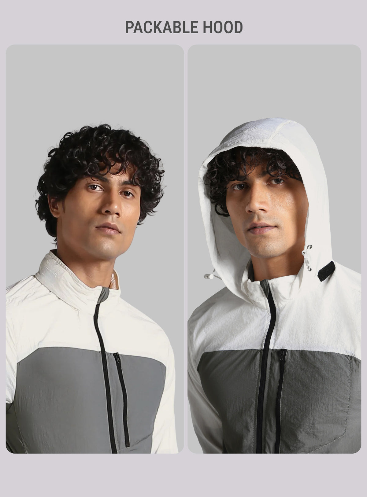Men's Grey Daily Run Hooded Windbreaker Jacket