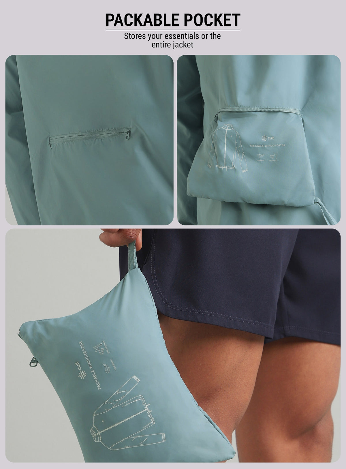 Men's Blue Everyday Run Packable Windbreaker Jacket