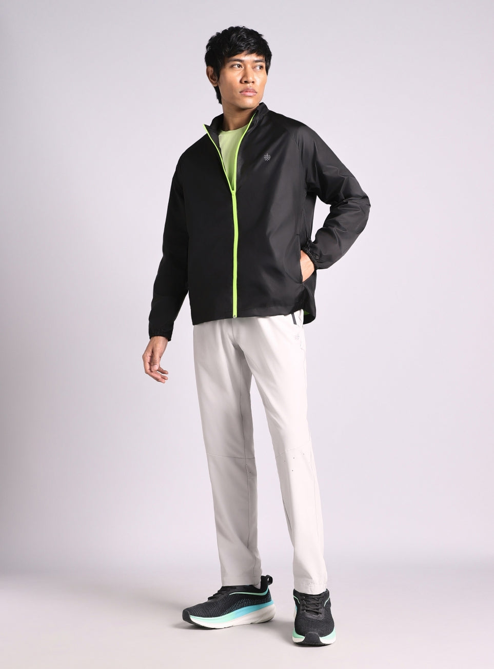Men’s Black Reflective panel wind Breaker Running Jacket