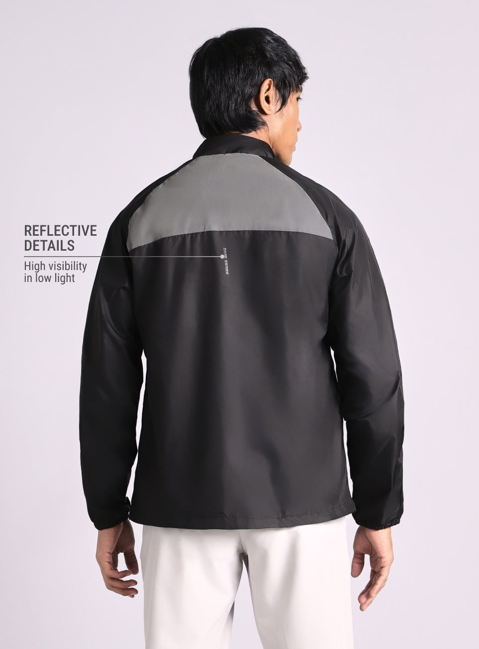 Men’s Black Reflective panel wind Breaker Running Jacket