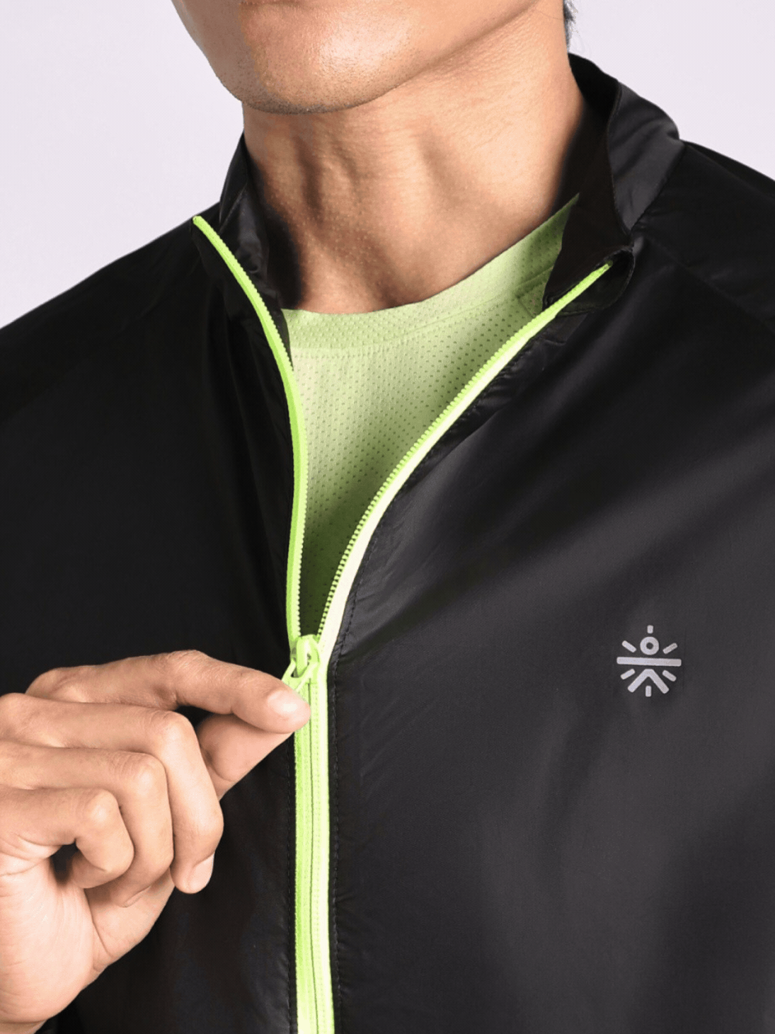 Men’s Black Reflective panel wind Breaker Running Jacket