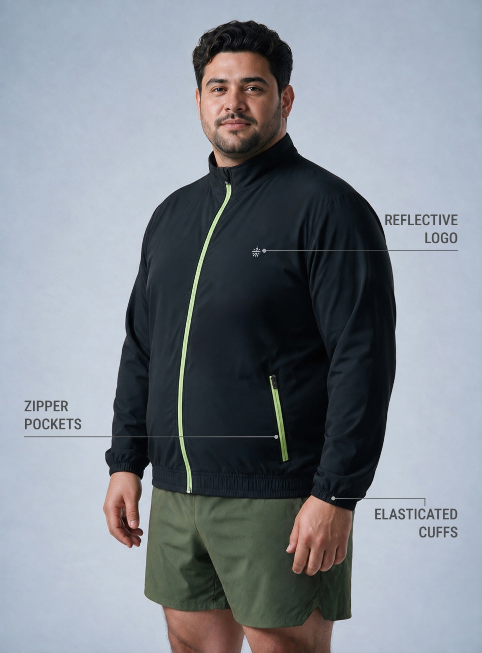 Men's Black Running Essential Plus Size Jacket