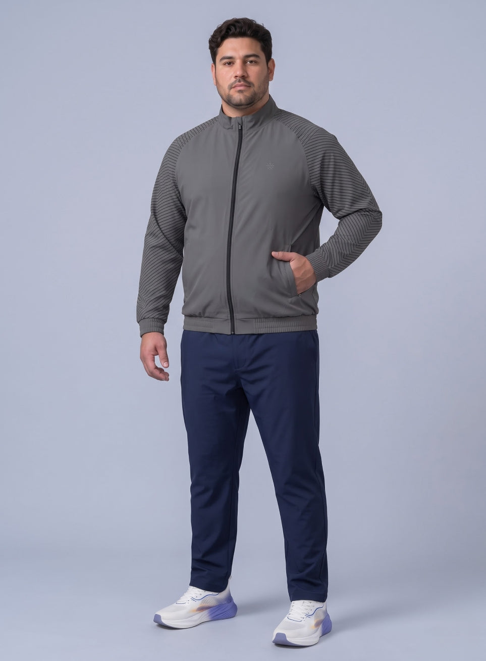 Men's Grey Day Run Essential Plus Size Jacket