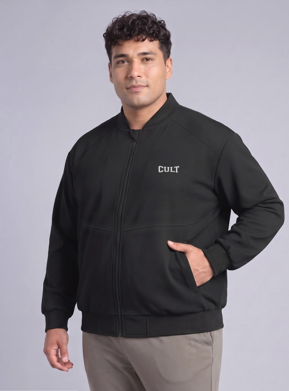 Men's Black Training Plus Size Bomber Jacket