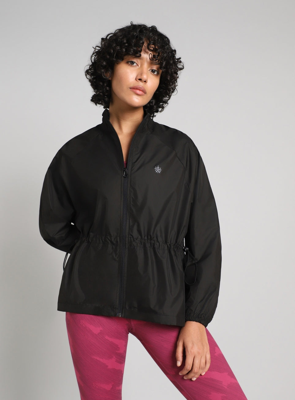 Women's Black Windproof Packable Running Jacket