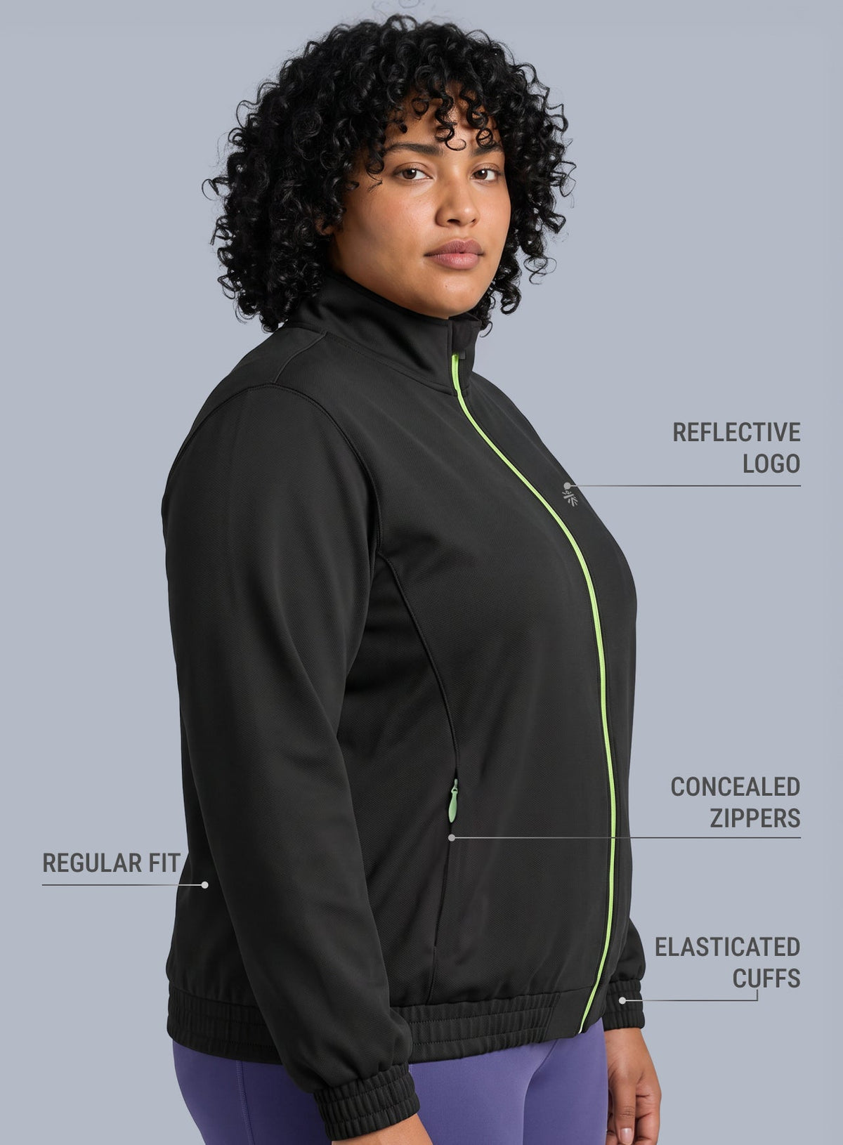 Women's Black Running Essential Plus Size Jacket
