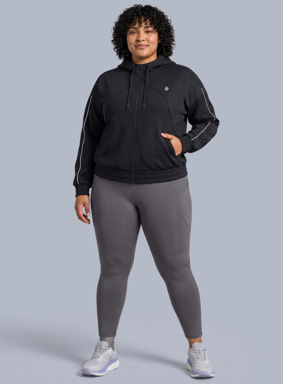 Women's Black Workout Essential Plus Size Training Jacket