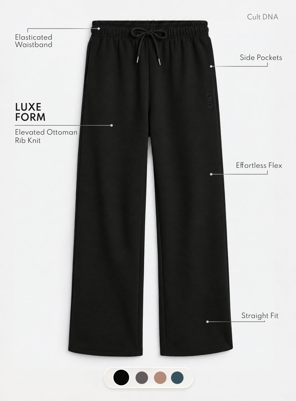 Women's Black Plush Classic Trackpants