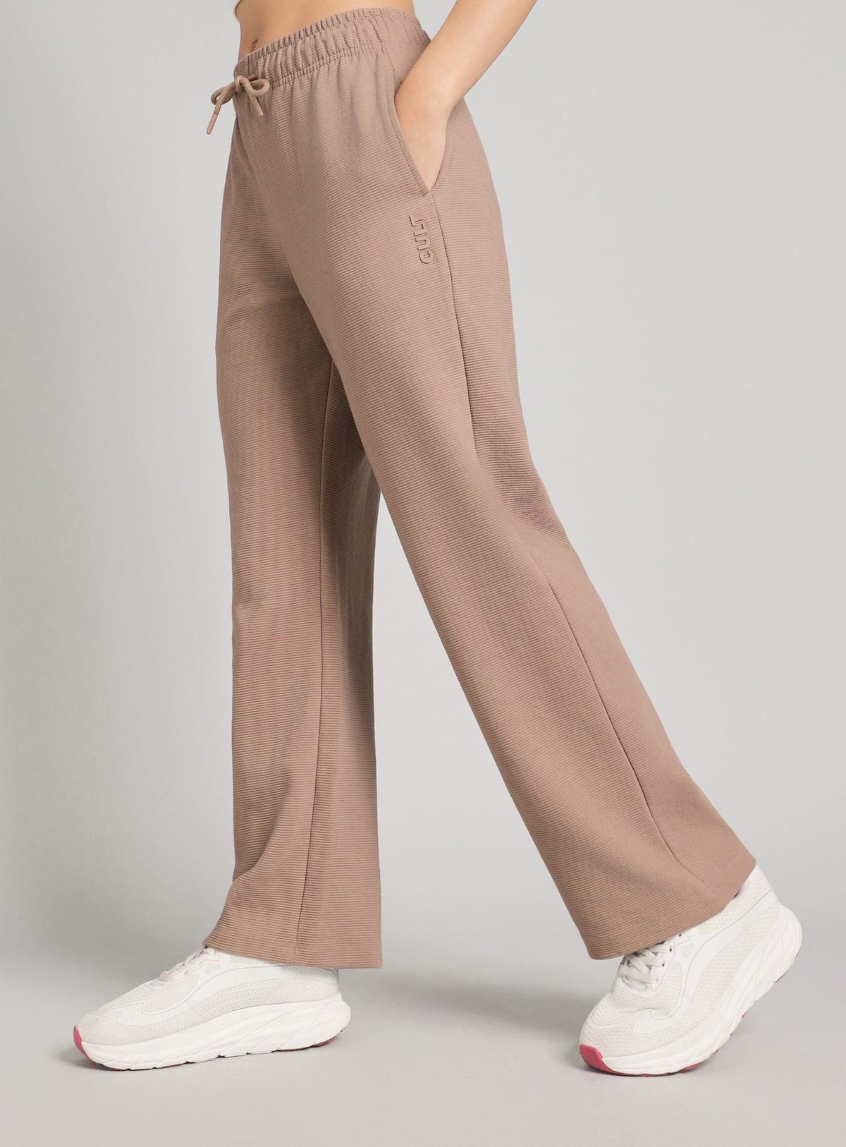 Women's Beige Plush Classic Trackpants