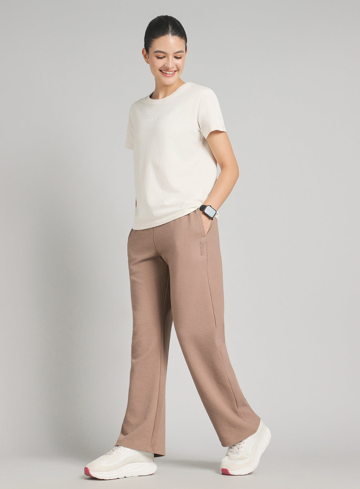 Women's Beige Plush Classic Trackpants