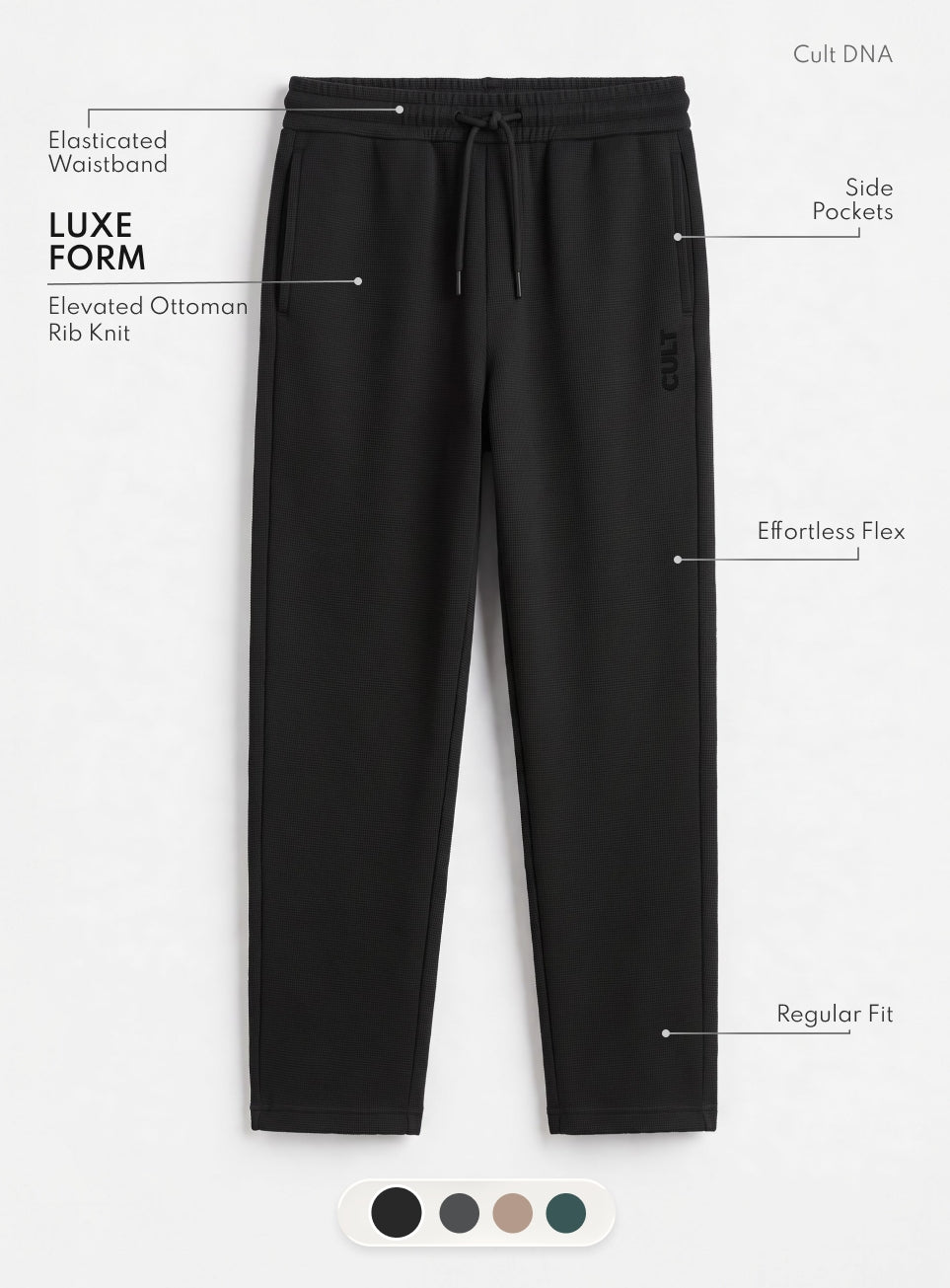 Men's Black Luxe Form Classic Trackpants
