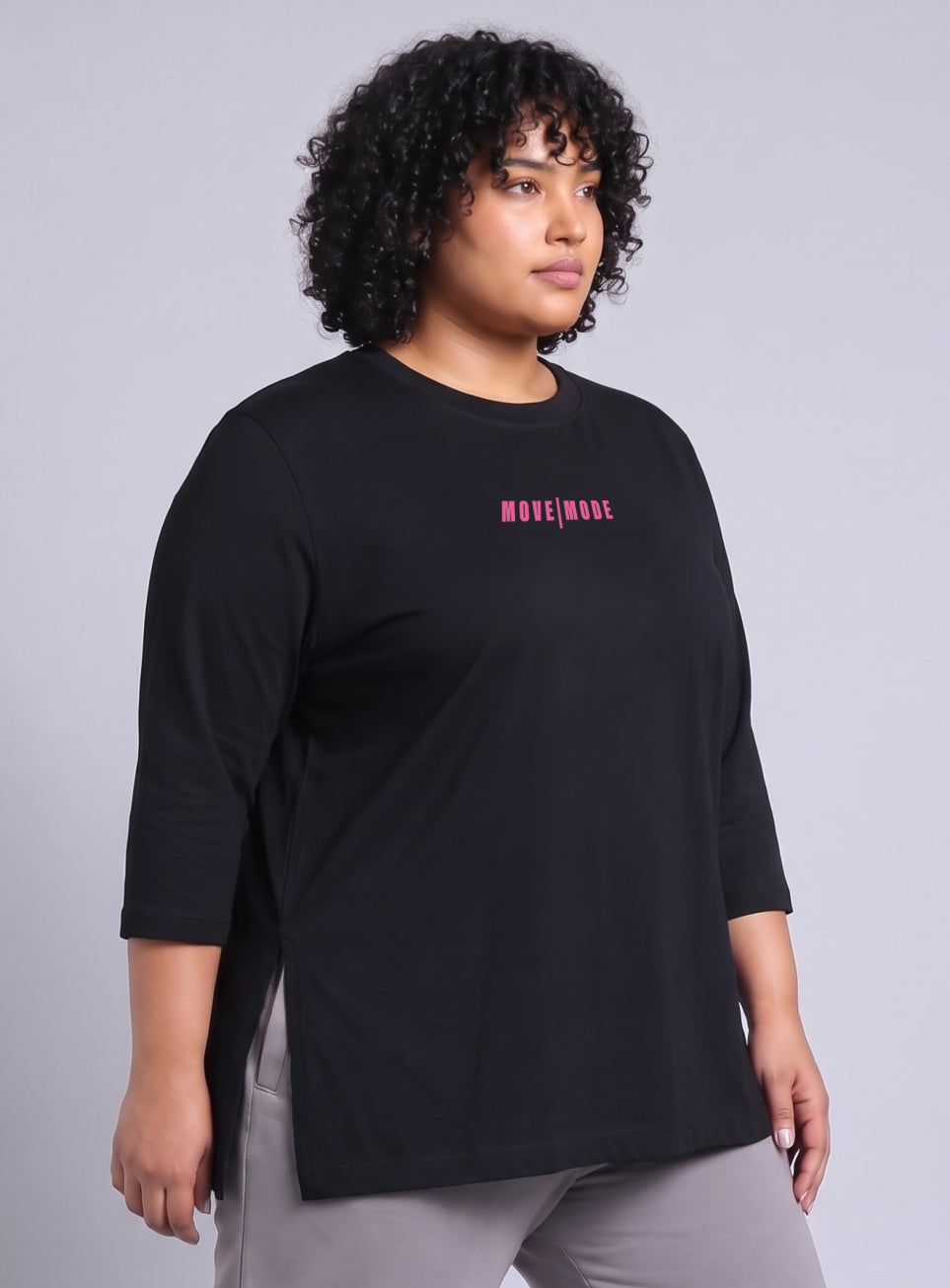 Women's Balck Movement lonline Plus size T-shirt