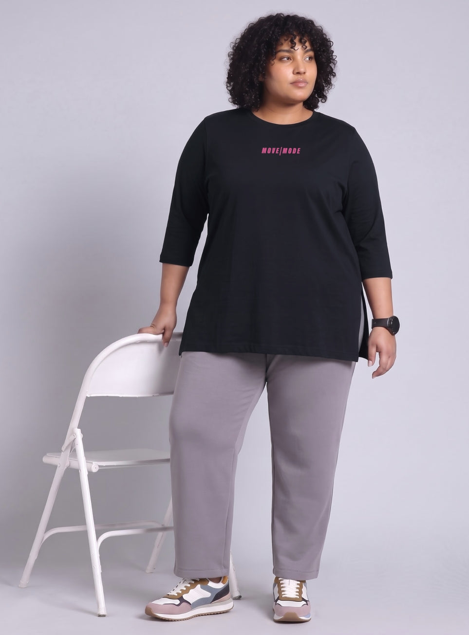 Women's Balck Movement lonline Plus size T-shirt
