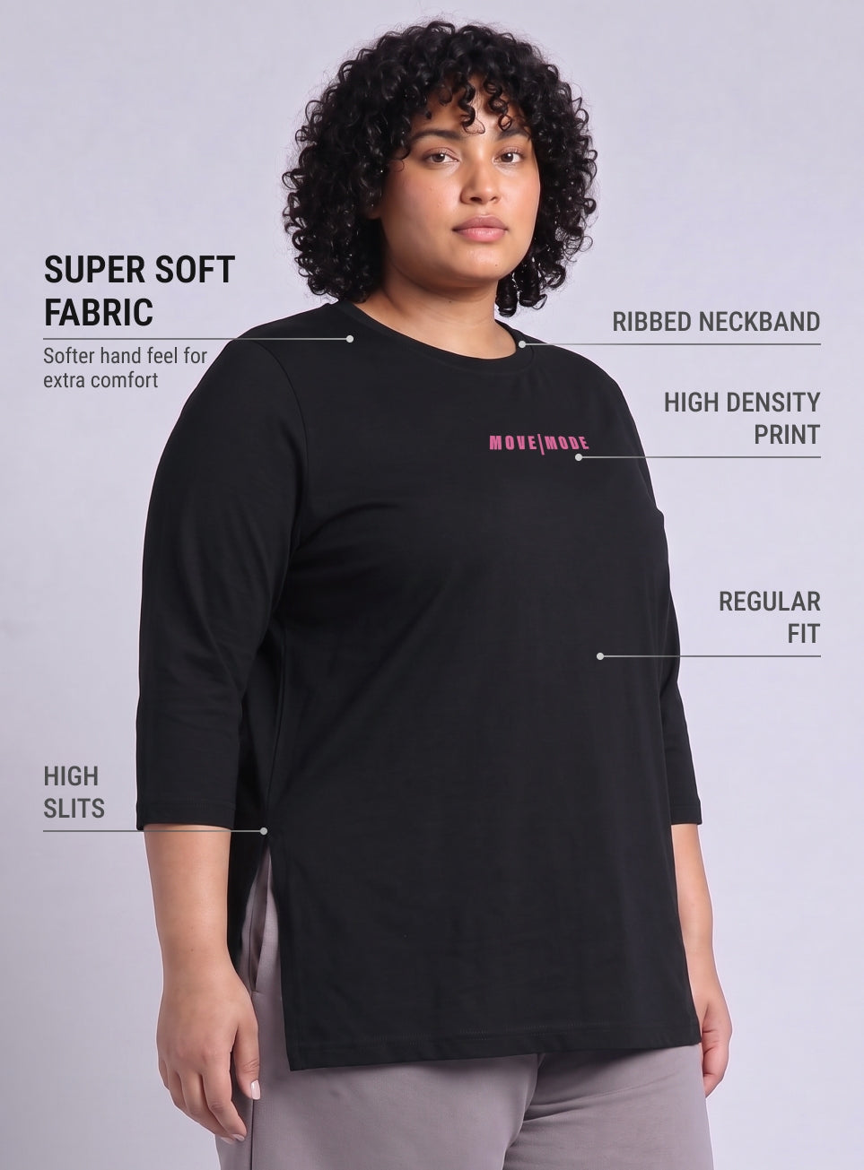 Women's Balck Movement lonline Plus size T-shirt