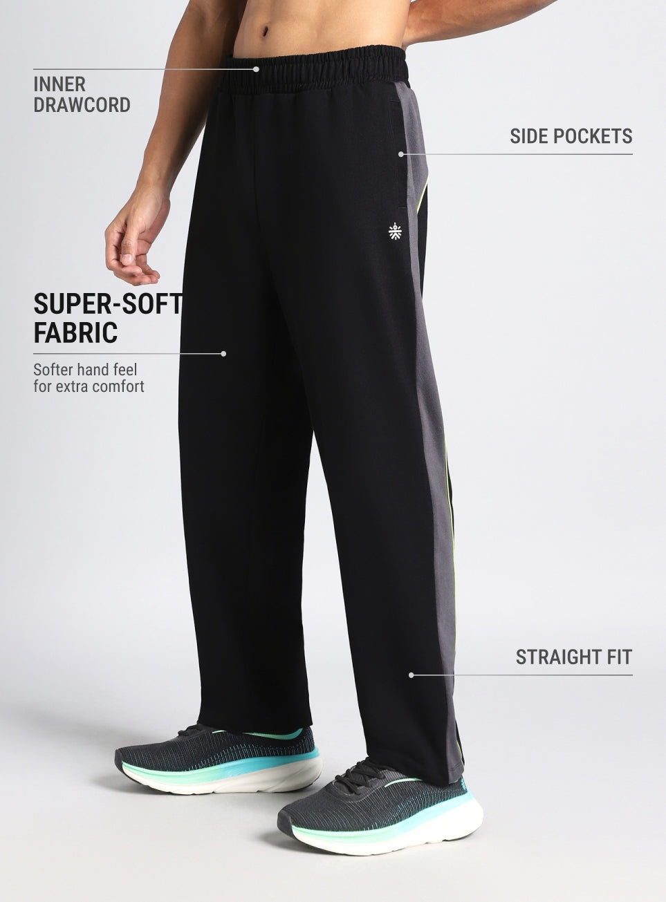Men's Black Sporty Block Trackpants