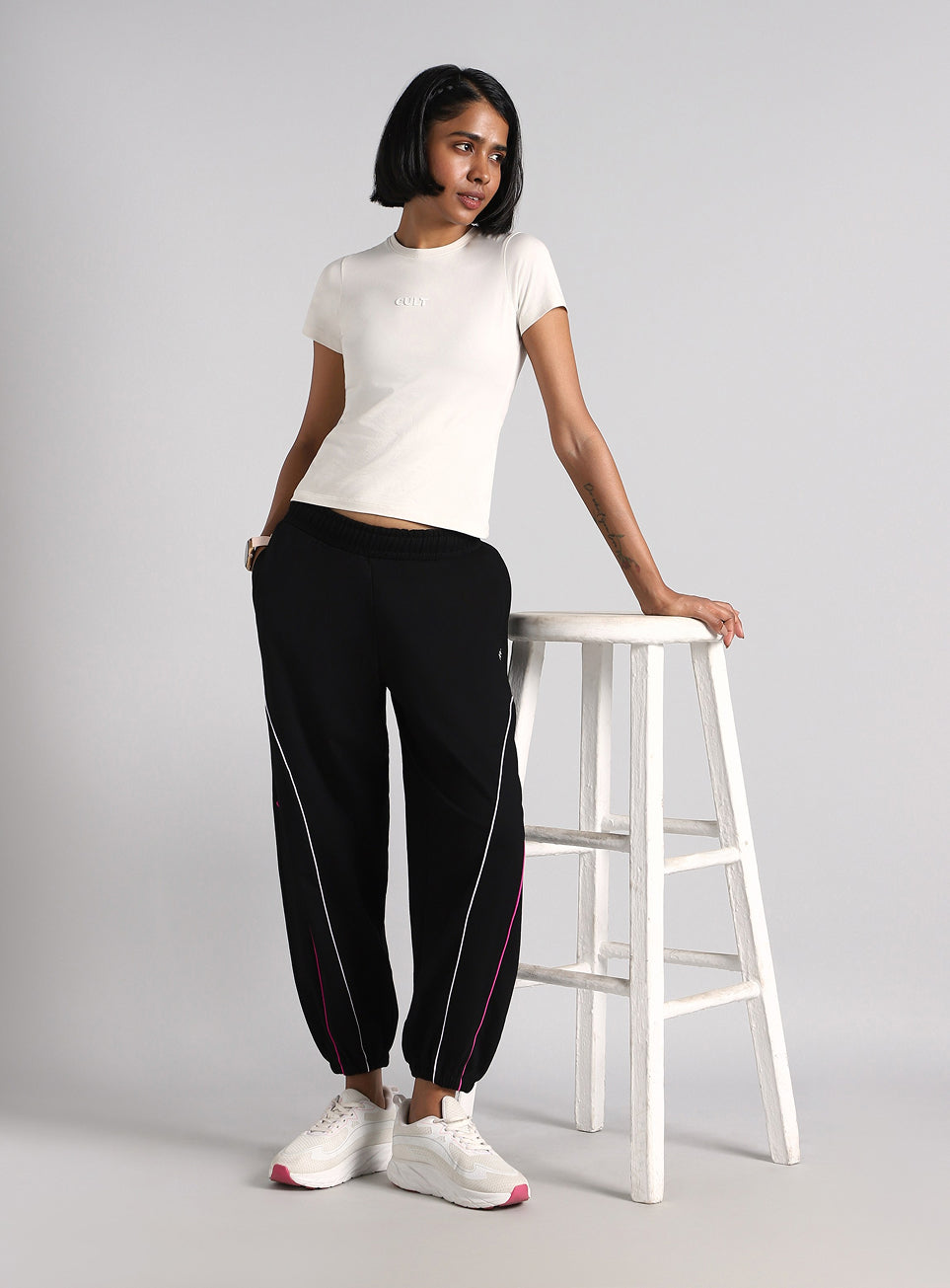Women's Black High Pulse Baggy Fit Joggers