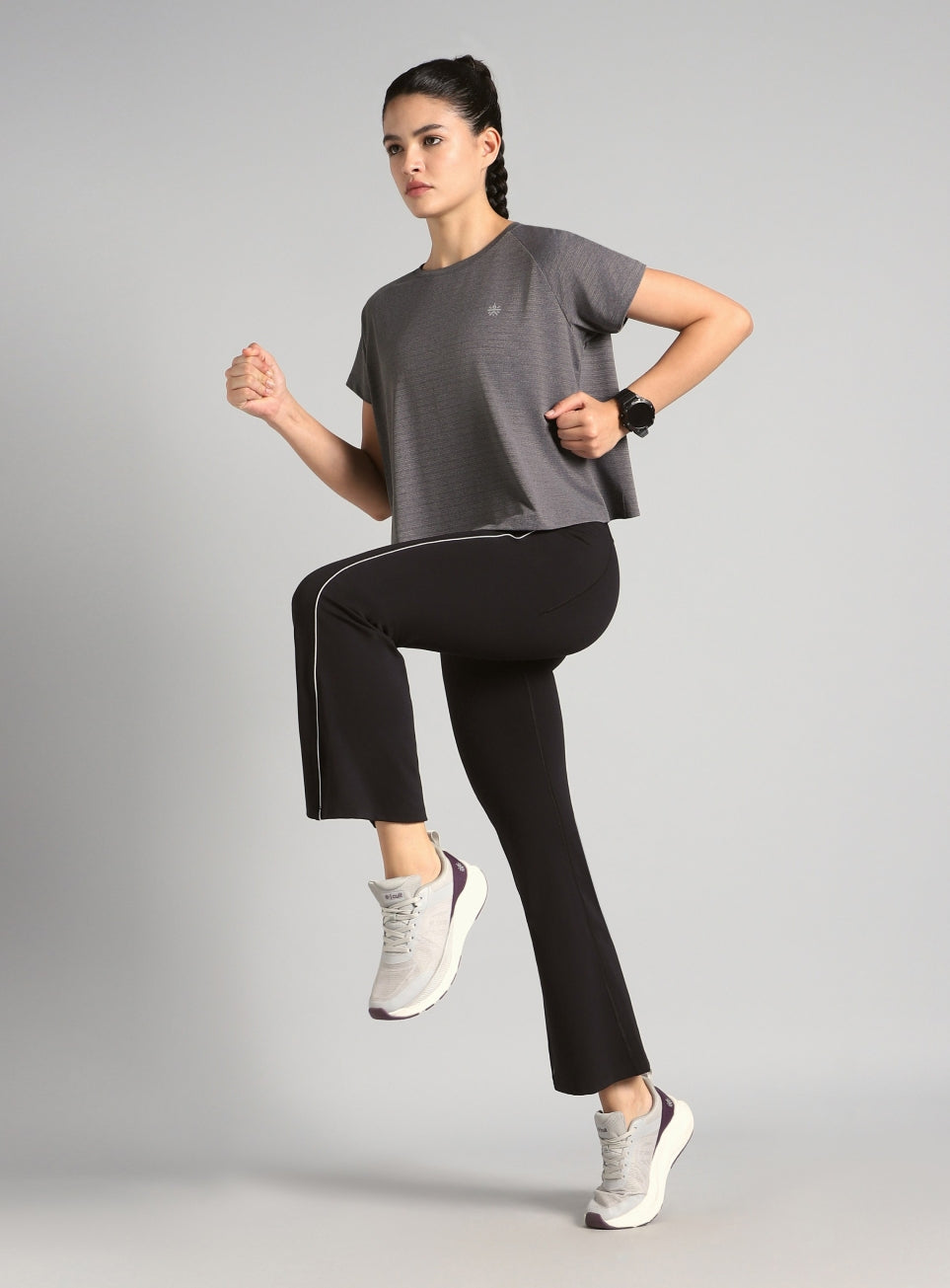 Women's Grey Back Overlap Relaxed Fit Top