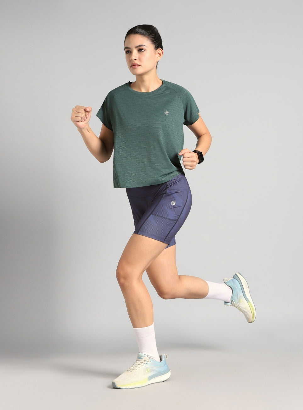 Women's Green Back Overlap Relaxed Fit Top