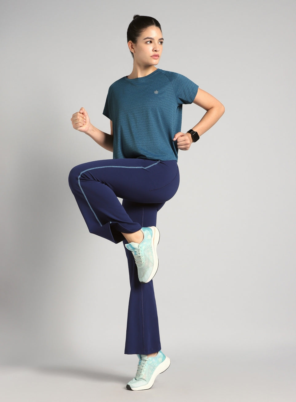 Women's Blue Back Overlap Relaxed Fit Top