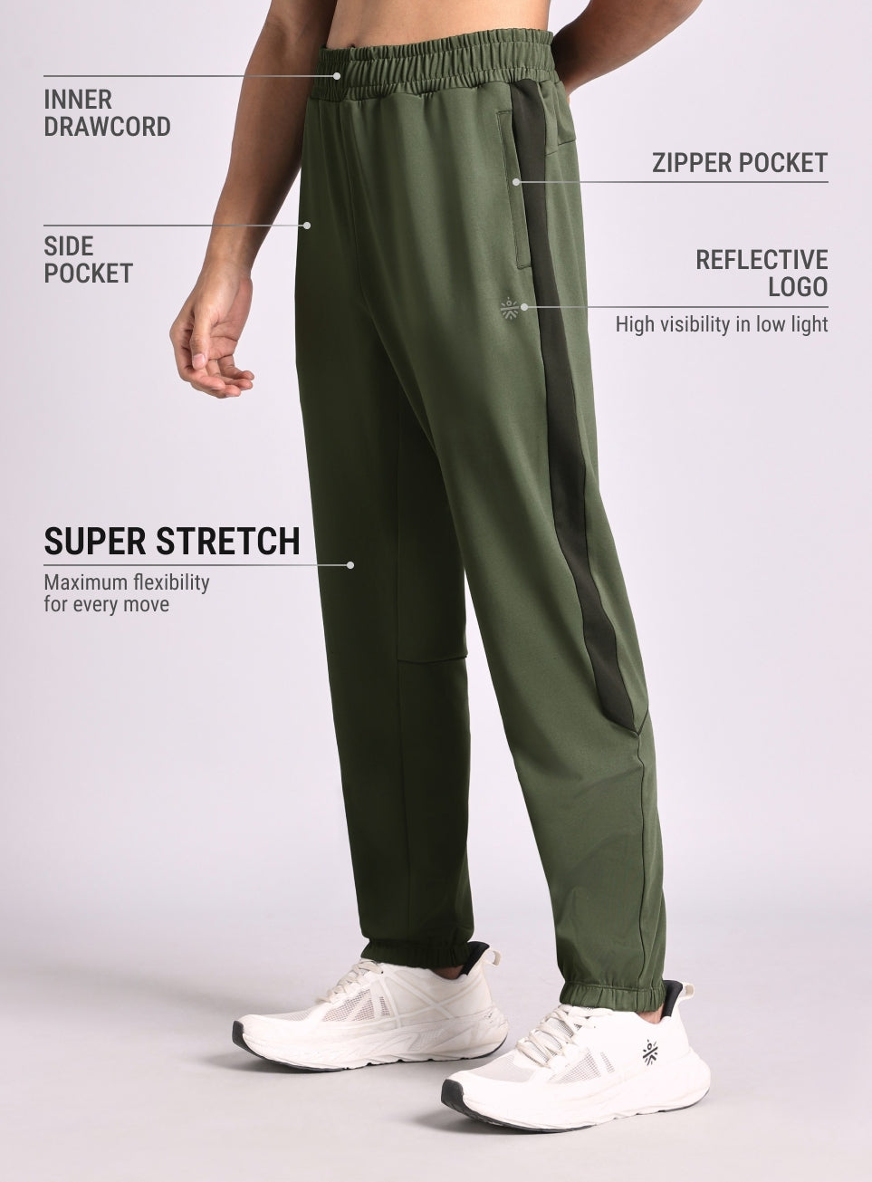 Men's Olive Stay in Motion Running Joggers