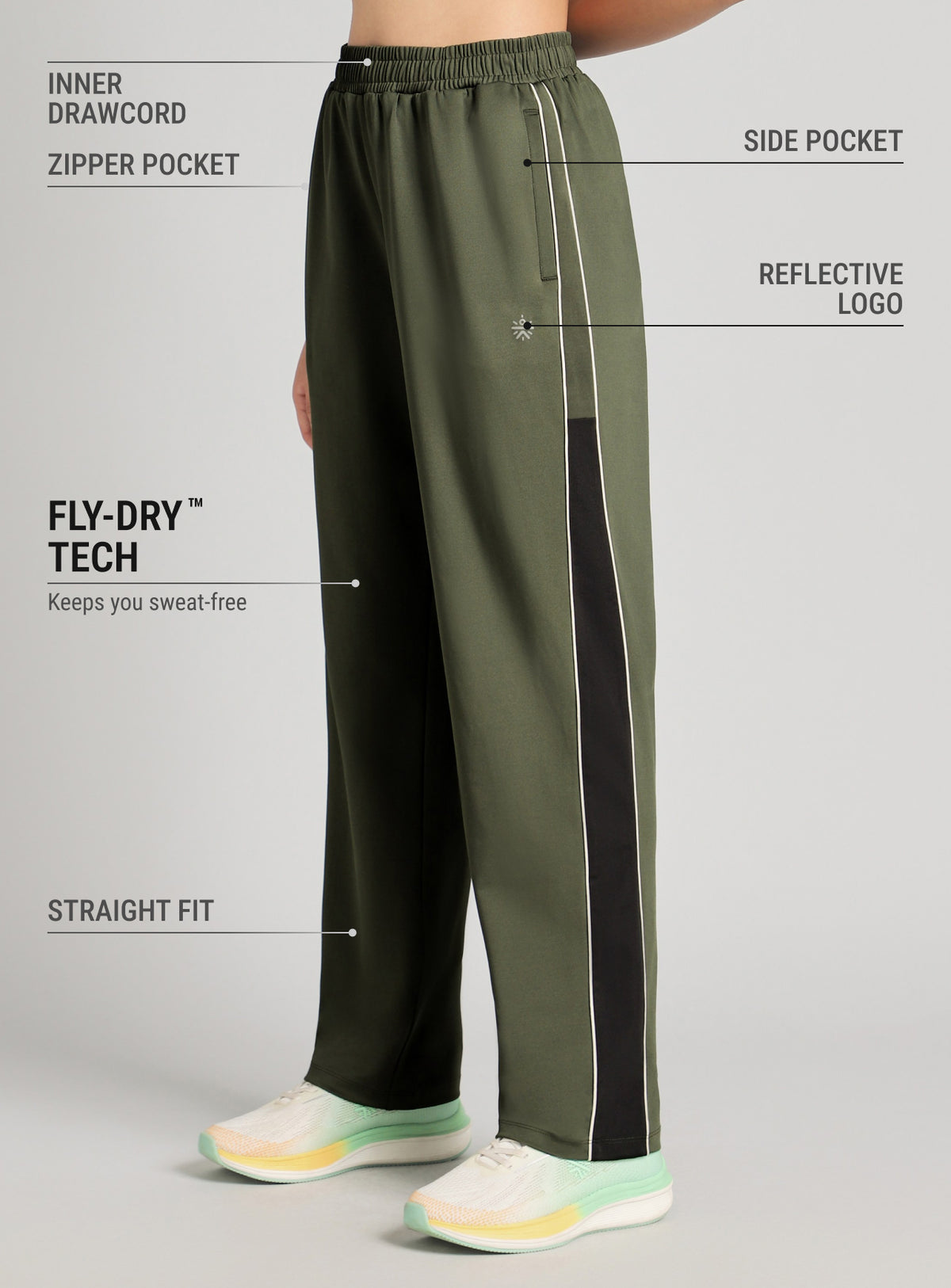 Women's Olive All Format Trainig Straight Fit Trackpants
