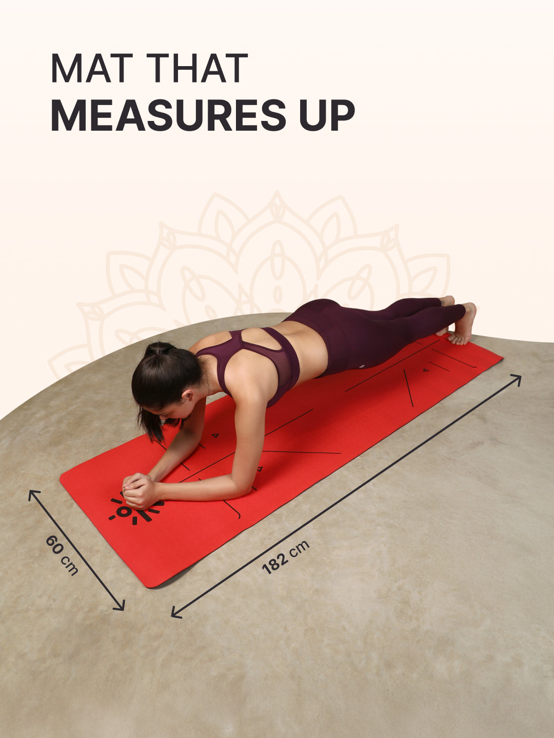 CULT Premium TPE Yoga Mat with Alignment Marks 6mm Thick Non-Slip Exercise & Pilates Mat for Men & Women, Eco-Friendly, Sweat-Resistant with Carry Strap - Red