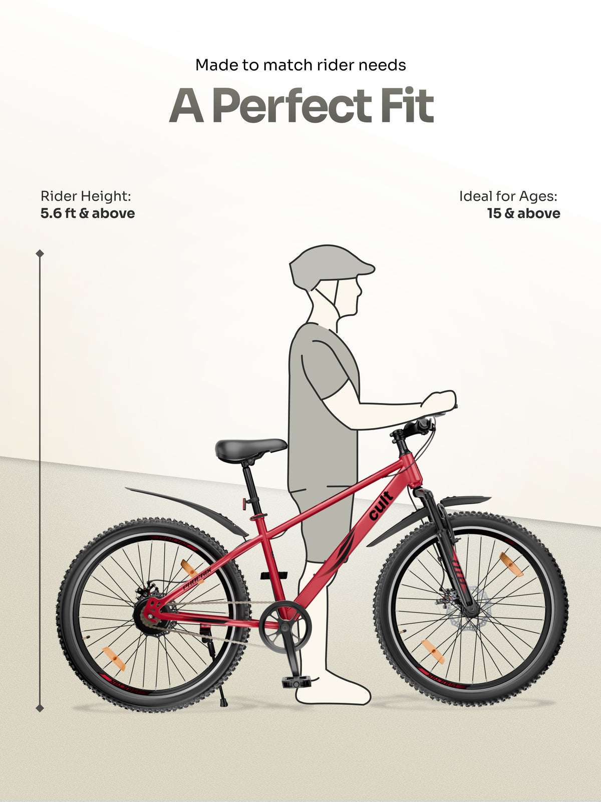 Cult Phoenix 29T Steel Mountain Bike with Dual Disc Brake and Front Suspension, Red