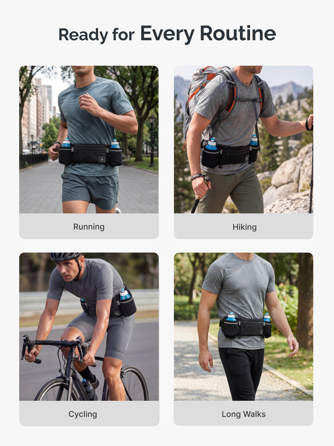 Cult Running Hydration Waist Bag with Dual 300 ml Water Bottle with Holders, Phone Pocket & Adjustable Belt