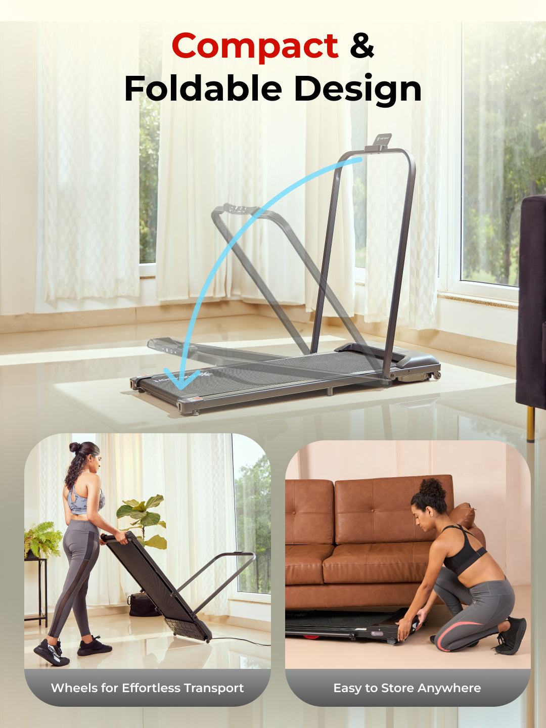Smartrun Baytown 2HP Peak Walking pad | Max Speed-8kmph | Max Weight-110kg | Walking Pad for Home Use (with 6 months extended warranty)