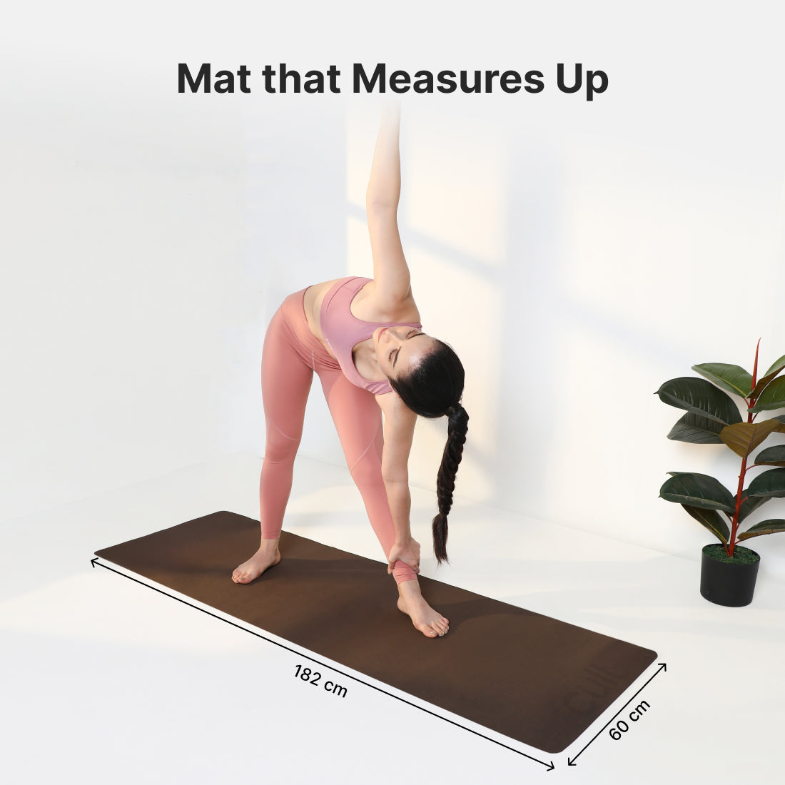Cult Yoga Mat EVA 4mm with Carry Strap Non-Slip, Lightweight, Cushioned & Sweat-Resistant Exercise Mat Durable, Portable & Eco-Friendly Workout Mat for Yoga, Pilates, Home Gym & Fitness Brown