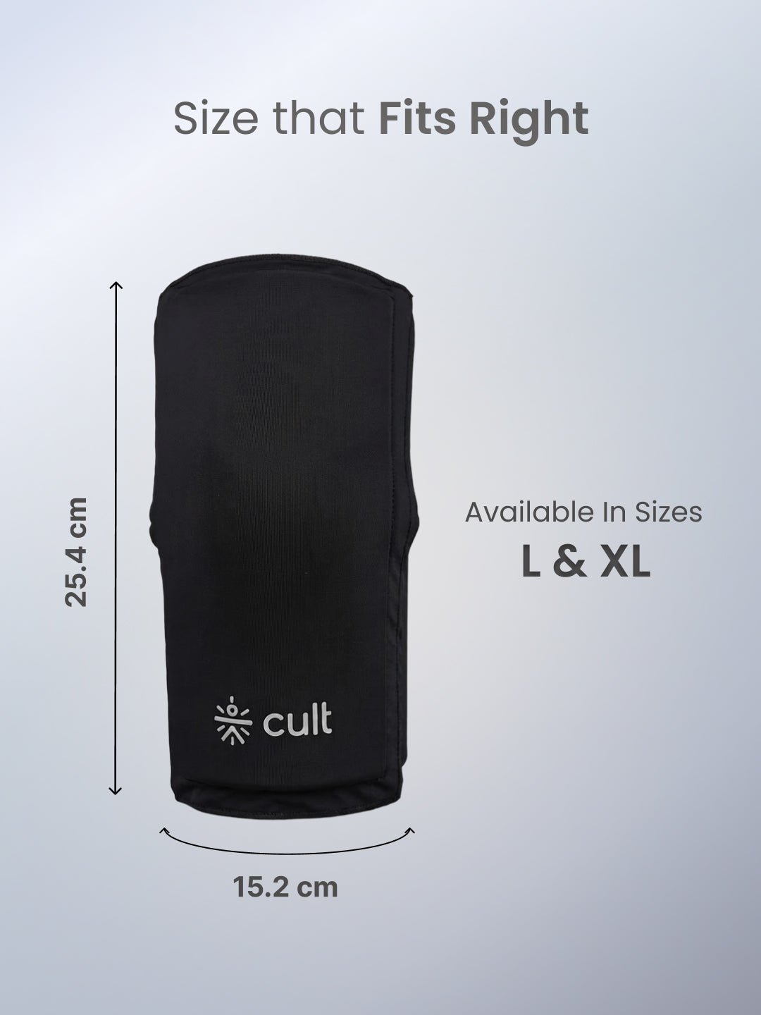 CULT Gel Knee Cap for Gym Running and Sports Compression Knee Support Brace for Workout Fitness Joint Support and Active Recovery Black L-XL Pack of 2