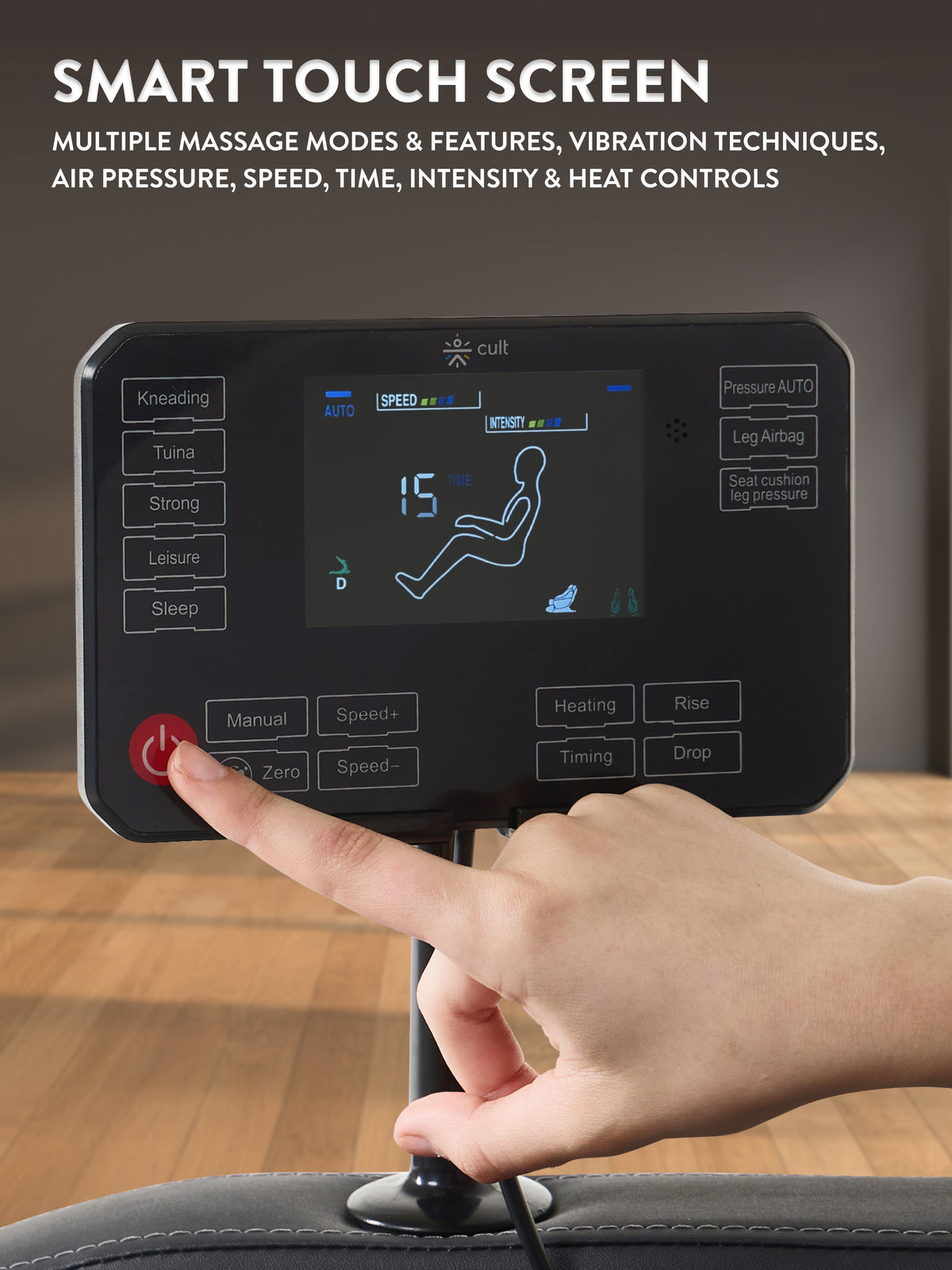 cult BlissGrey Massage Chair with Fixed Point Massage Technique and Bluetooth AI Voice Function for Full Body Massage At Home