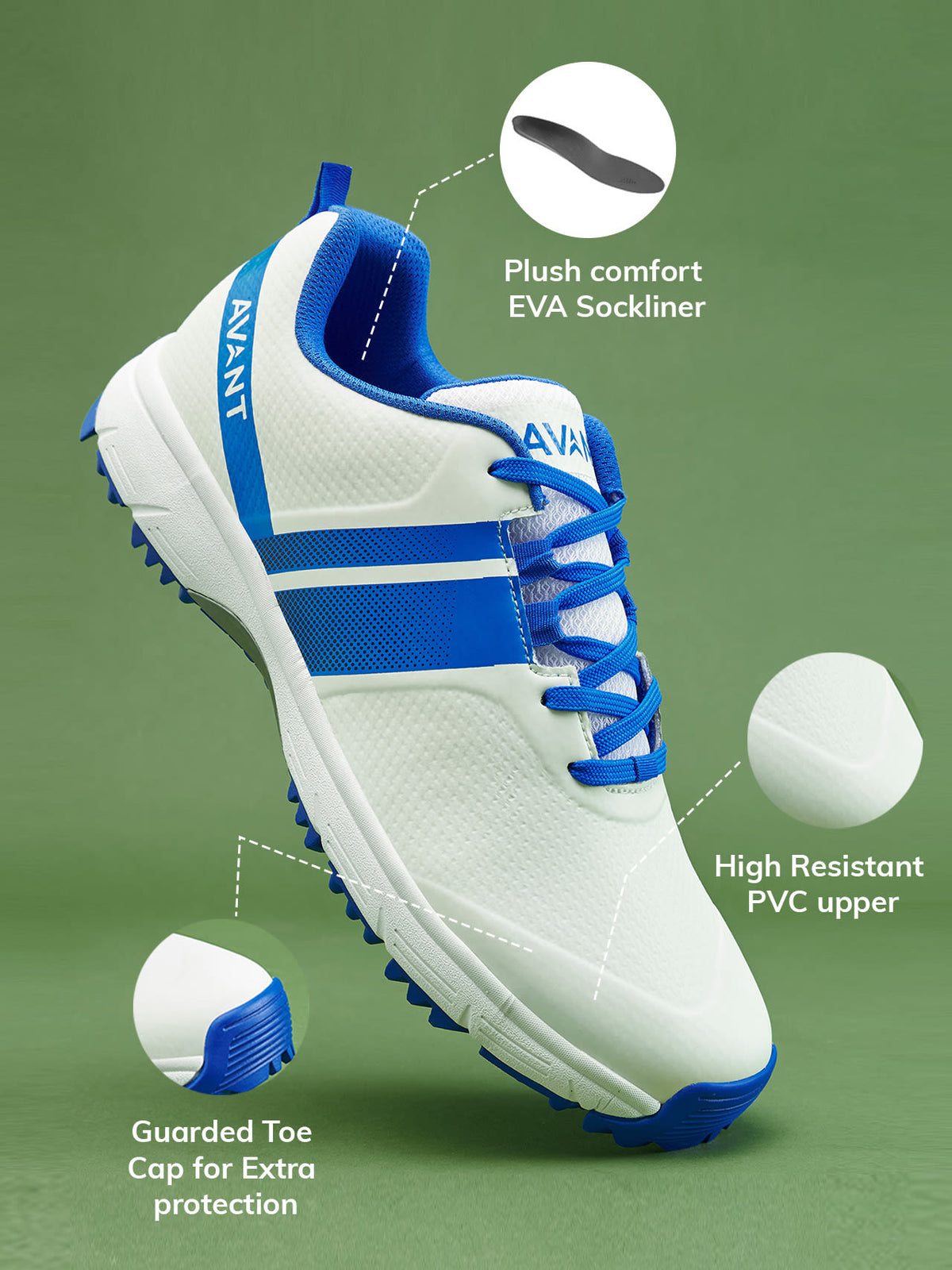 Avant Men's PaceMax Cricket Shoes-White/Blue