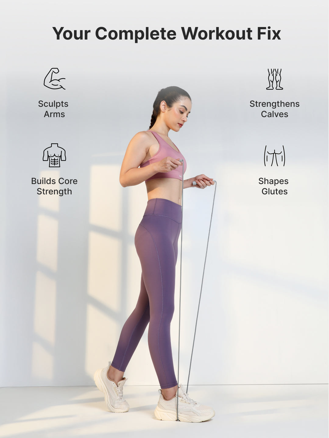 Pencil Skipping Rope for Workout & Training Adjustable, Durable Grey