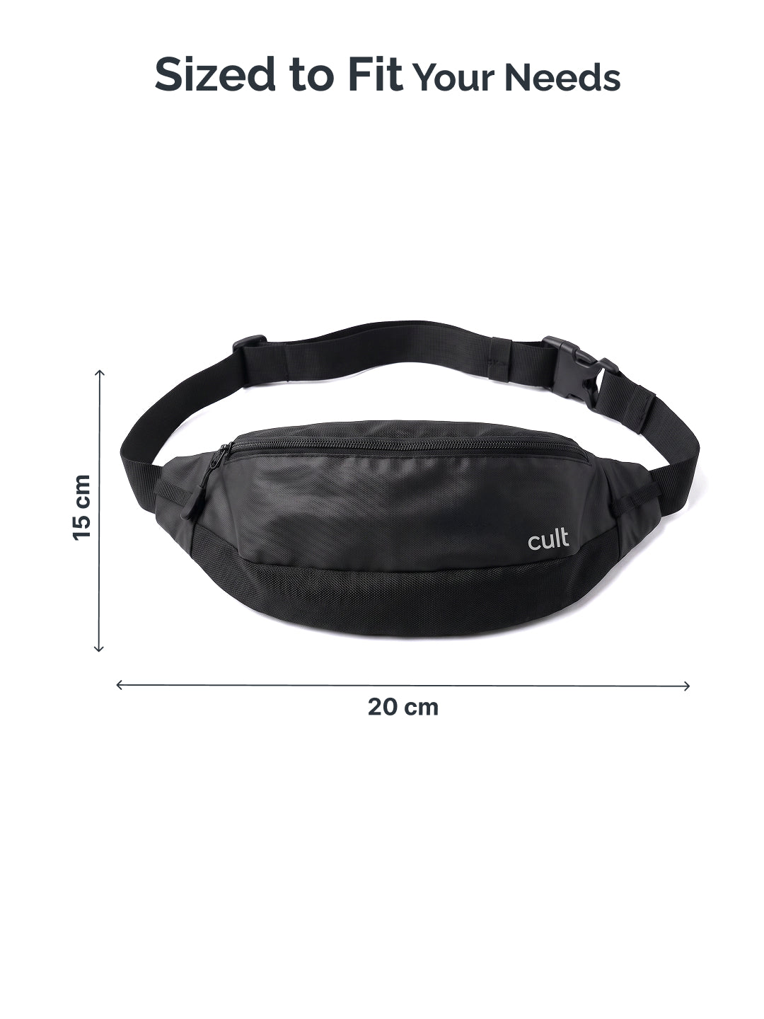 Cult Waist Bag Fanny Pack for Travel & Daily Use Black Unisex