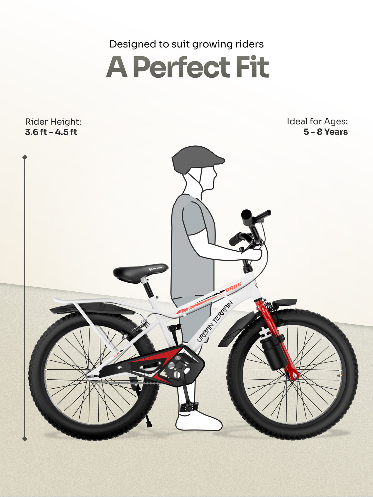 Urban Terrain Drag 16T Single Speed Kids Cycle, White
