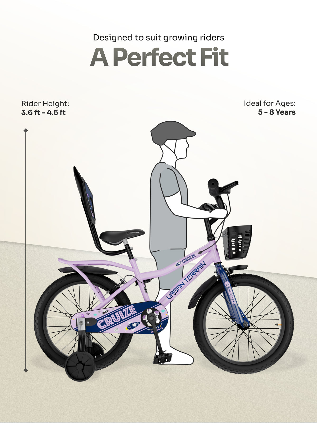 Urban Terrain Cruize 20T Single Speed Kids Cycle, Lavender