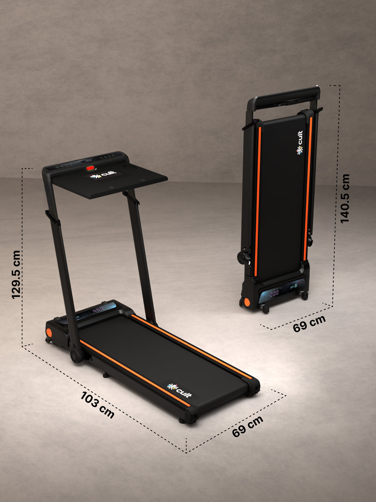 Cult Treadmill with Desk 5.5 HP Peak Motorized 3 in 1 Foldable Treadmill for Home Workout | Max User 120kg, Speed up to 12 km/hr with Adjustable & Detachable Desk with Tablet Holder (with 6 Months Extended Warranty)