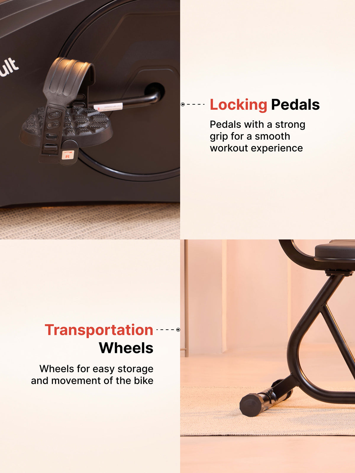 Smartbike Bari Recumbent Bike with Max Weight support 110 kg | Heart Rate Sensor with Adjustable Seat – Black (with 6 Months Extended Warranty)