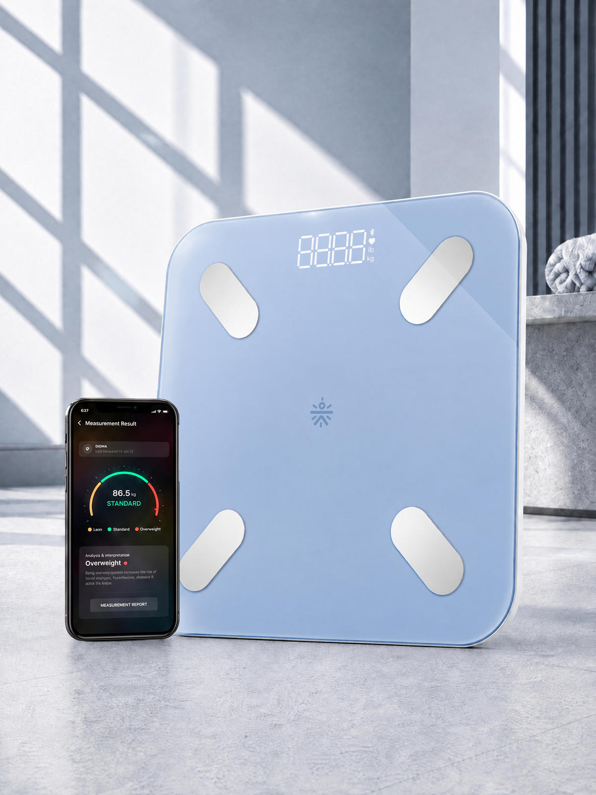 cult Smart Body Fat Scale, US FDA Approved, 20+ Parameters, BMI, 10 members, Bluetooth Weight Machine, Body Fat Analyzer, LED Display, Blue