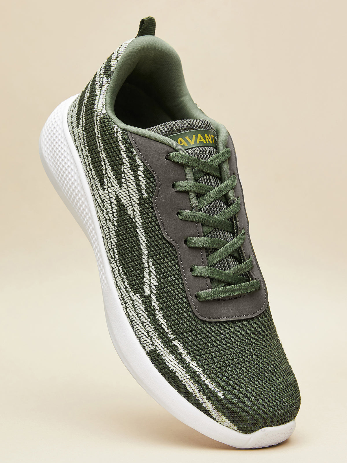 Avant Men's Dual Tone Knitted Walking Shoes-Olive