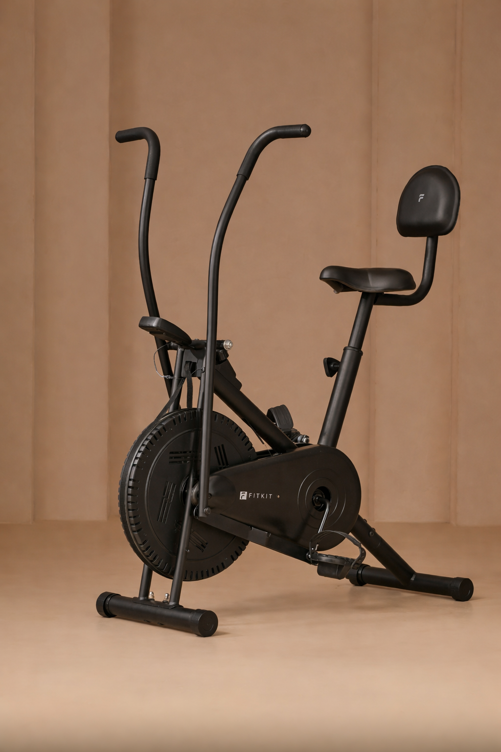 Fitkit Dual Action 2-in-1 Air Bike | Moving & Fixed Handles Exercise Cycle | Adjustable Seat & Anti-Slip Pedals | Direct Resistance | 120 kg Max Weight | Home Use Exercise Bike (with 6 Months Extended Warranty)