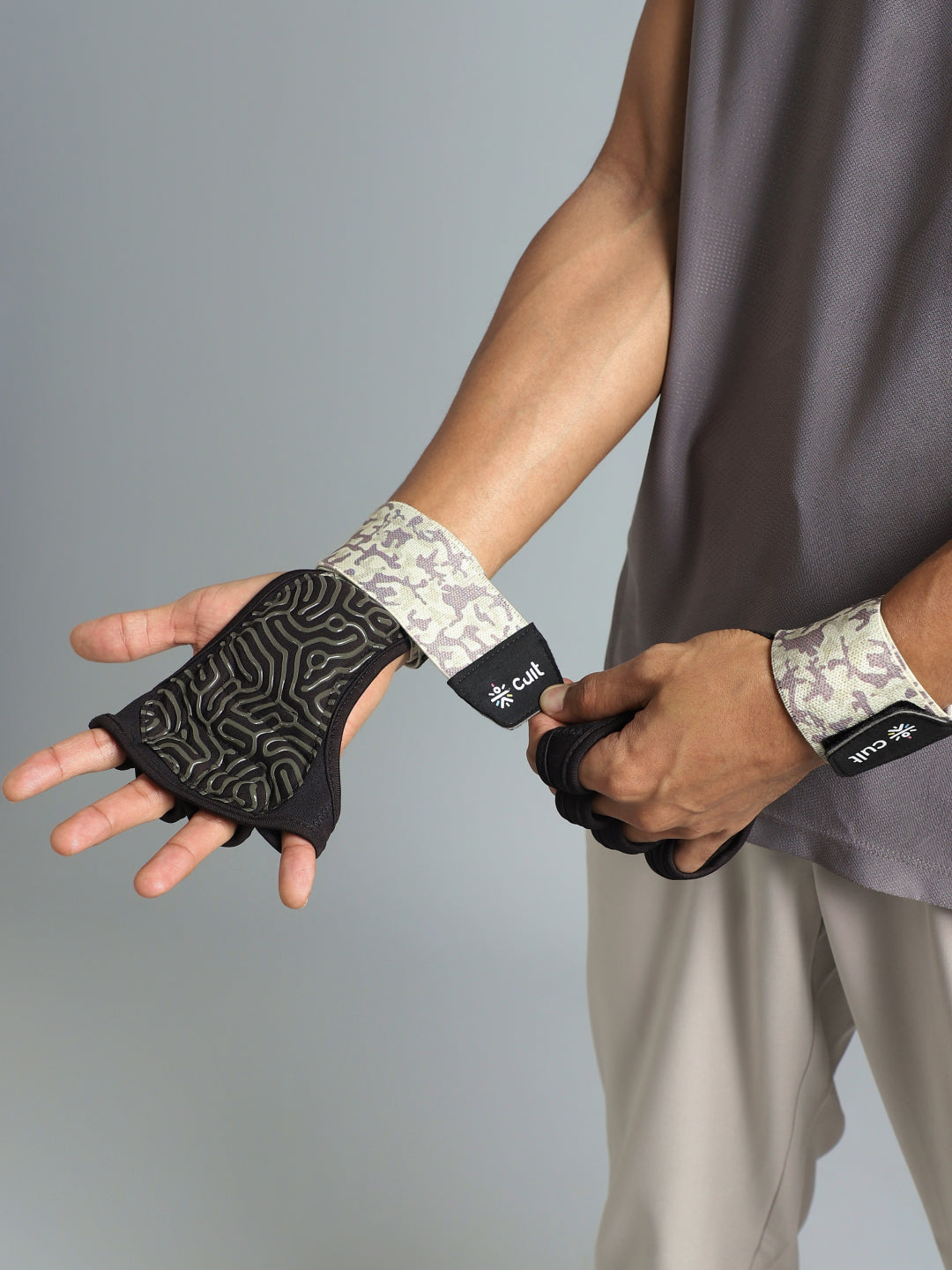 Cult Open Half Finger Gym Gloves with Silicone Grip Breathable Mesh, Sweat-Free Comfort for Training & Weightlifting