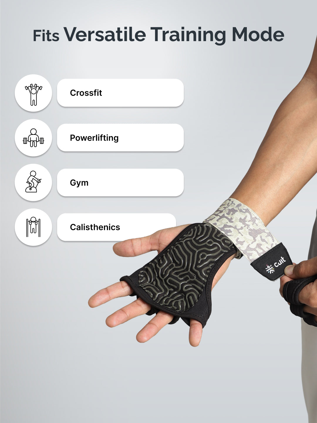 Cult Open Half Finger Gym Gloves with Silicone Grip Breathable Mesh, Sweat-Free Comfort for Training & Weightlifting