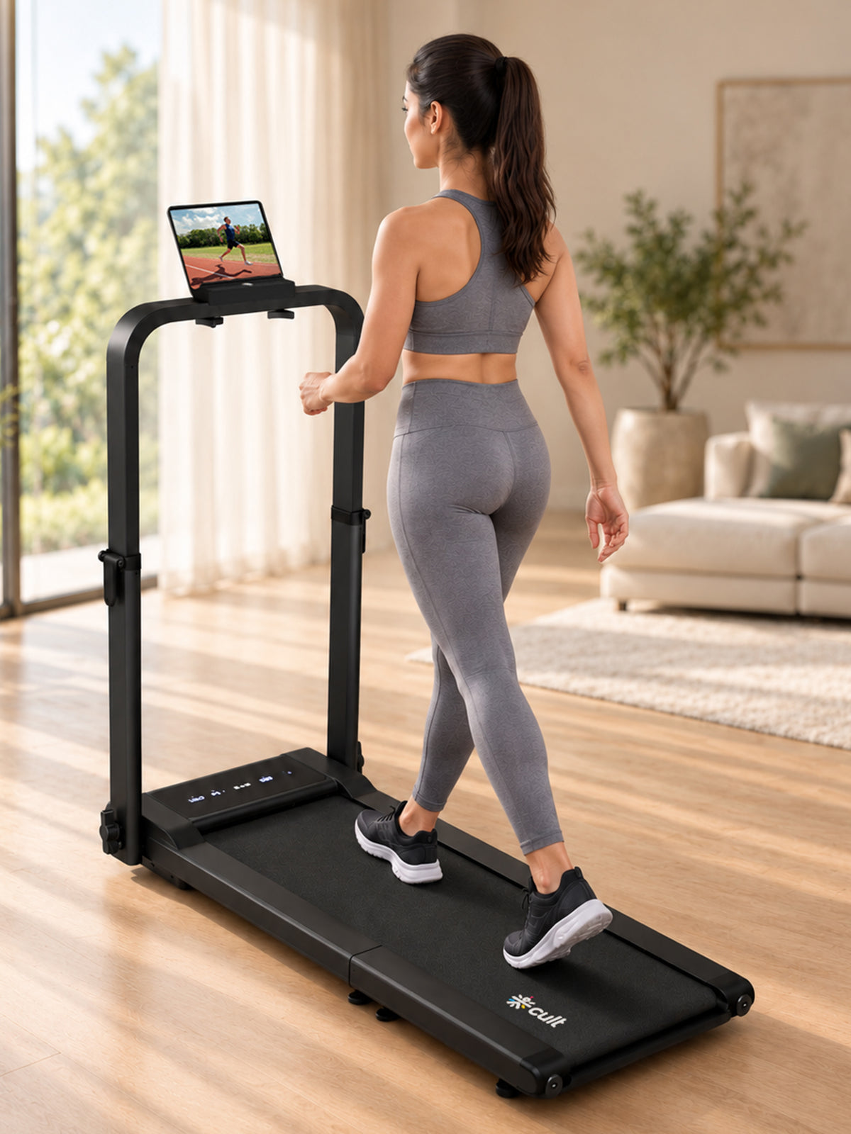 Cult Fold Plus Center-Folding Walking Pad with 5HP Motor with Easy Remote Control | Max User 130kg | Top Speed 8kmph | Running Deck 39.3 x 15.7 inches | Space Saving & Perfect for Home use Treadmill (with 6 Months Extended Warranty)