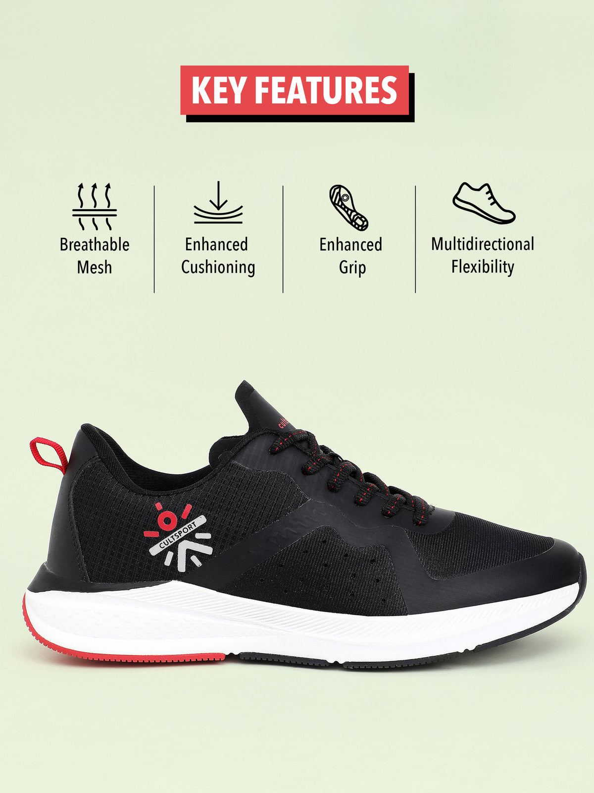 cult Speedster Women Running Shoes - Black/Red